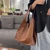 Retro Handmade Big Beach Tote Bag High Capacity Shoulder Solid Color Multifunction Handbags for Ladies
