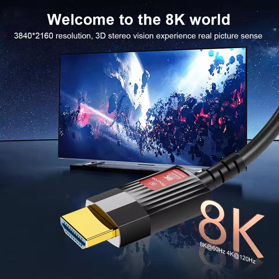 8K HDMI 2.1 Fiber Optic Cable HDMI-Compatible Cable 8K60Hz 4K120Hz 48Gbps HDR EARC For HDTV PS5 Projector 5m/10m/20m/40m/50mGood Product