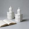 Luxurious Traditional Art Deco Castle Resin Bookends with Engraved Architecture Design for Desk and Home Decor