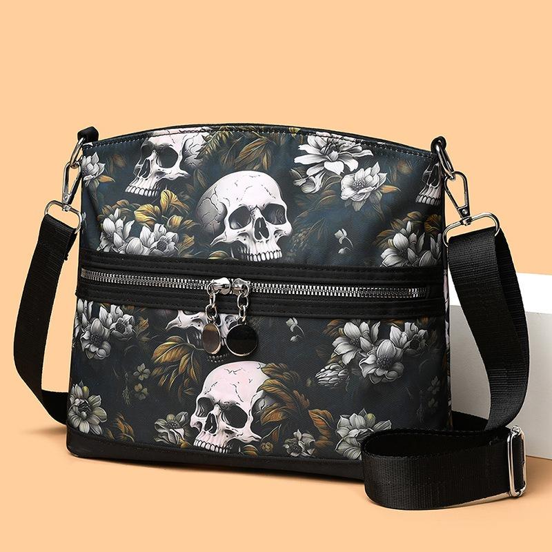 Bag Women's New Casual Commuter Skull Print Graffiti Shoulder Bag Fashionable Large Capacity Messenger Bag
