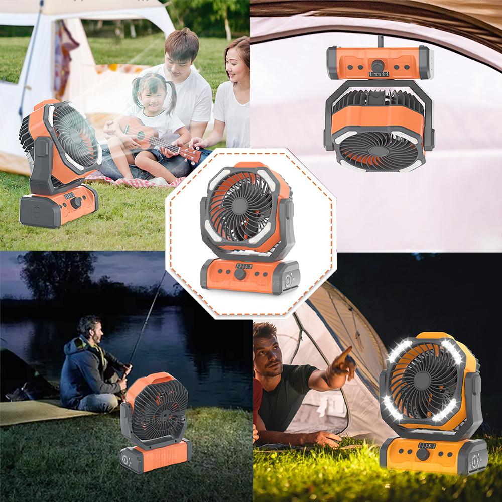 Camping Fan Rechargeable 20000mah Portable Wireless Camping fan for Outdoor Camping Ceiling Fan with Light and Remote Control
