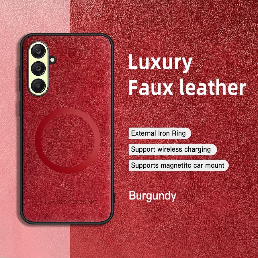 

Для Samsung Galaxy A26 A25 A24 A23 A22 Чехол из искусственной кожи с магнитным кольцом, мягким краем, защитой от падения и отпечатков пальцев For Galaxy A22 5G красный