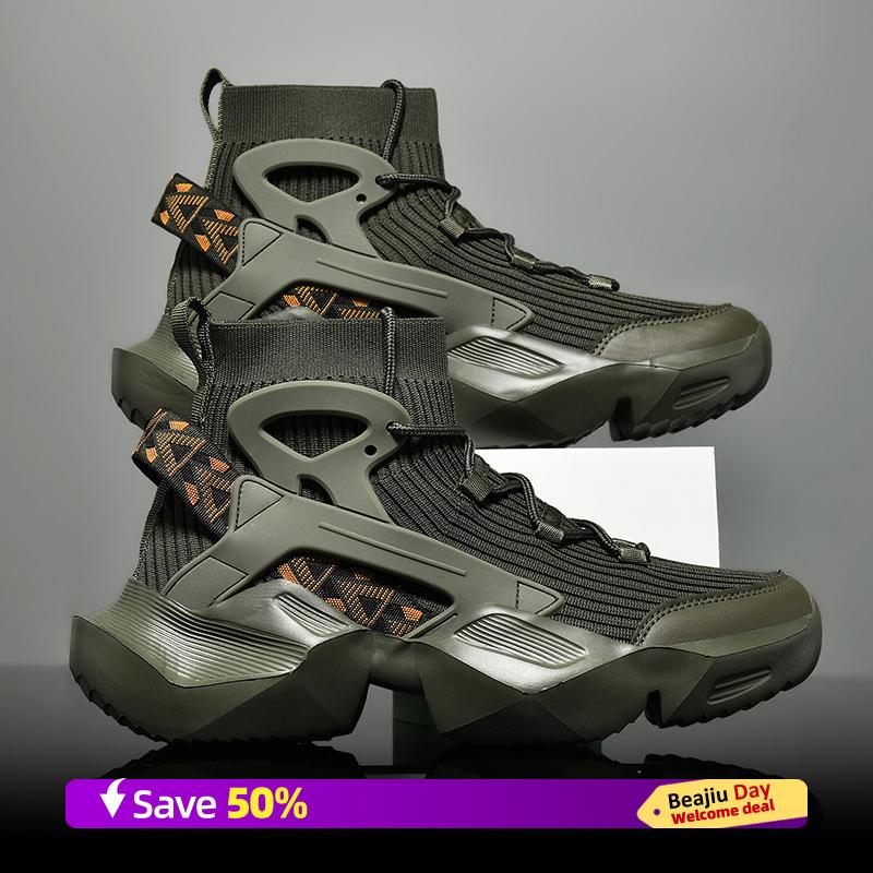 

Мужские ботинки Сетчатая ткань Высокий верх Марафон Спортивные кроссовки для бега Дышащие Легкие Удобные Атлетические Нескользящие Кроссовки 47 армия зеленый