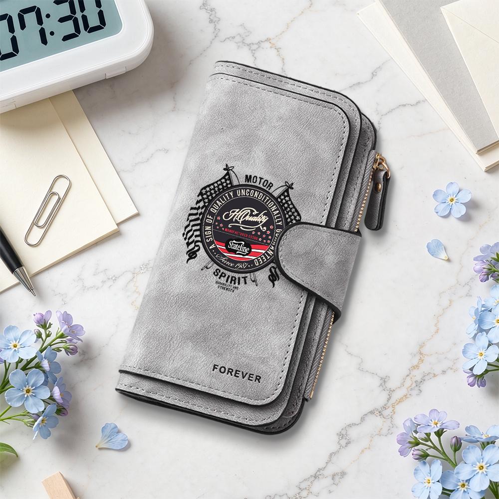 Vintage Long Bifold Wallet Multi Card Slot Coin Purse Large Capacity Casual Portable Handheld Bag Daily Use for Men Women