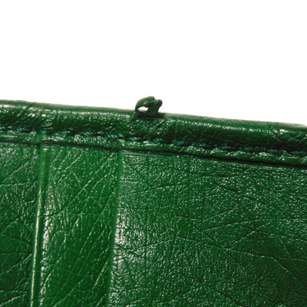 Used Double G Exotic Compact Wallet 9539 456126 7941 Petit Marmont GG Marmont Ostrich Green Unisex from Japan AUTHENTIC