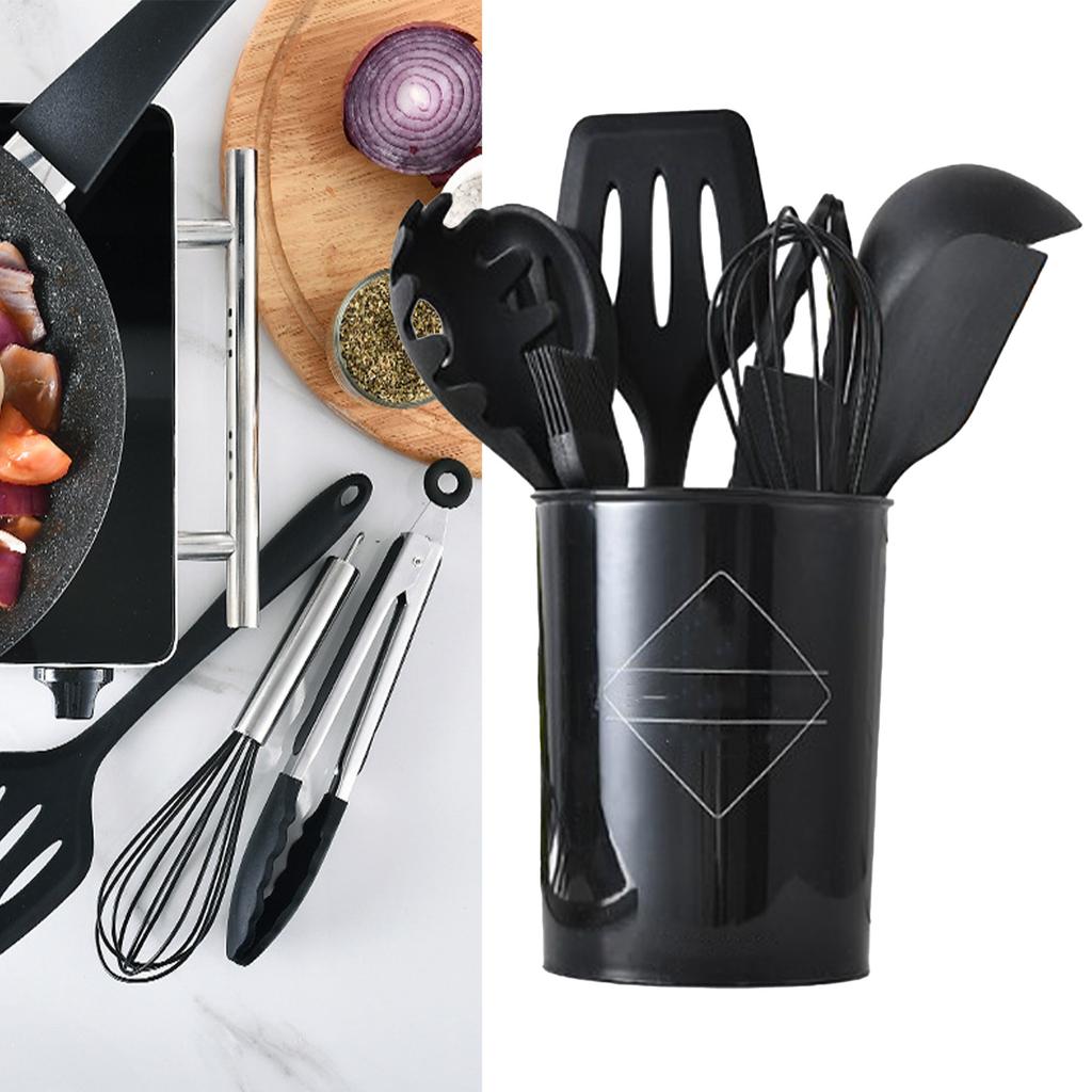 10 st Köksredskapsset Silikon Matlagningsspatel Skedset Värmebeständigt Halkfritt Handtag