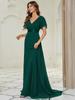 Ever-Pretty Women's Double V-Neck Ruffles Chiffon Empire Waist Evening Dresses