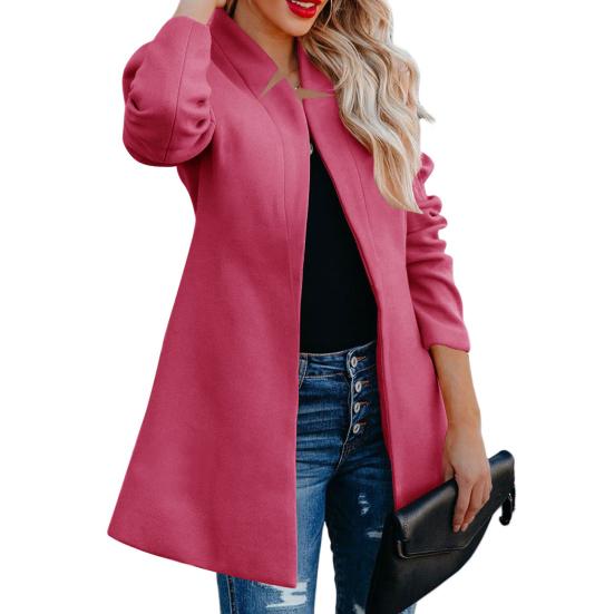 Women Coat Solid Color Thick Long Sleeves Soft Midi Length Keep Warm Slim Fit Stand Collar Spring Jacket Women Clothing