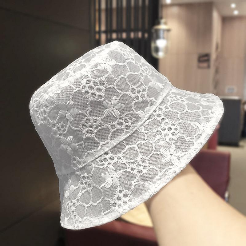 Korean Bucket Fisherman Hat for Women, Vintage Thin Lace Breathable Japanese Style Sun Protection Summer Korean Version Sun Hat M（54-58cm）