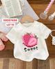 Cute Cartoon Print Girl Short Sleeve Round Neck Tshirt Top Fashion Trend Girls Clothes Summer Polyester Fabric