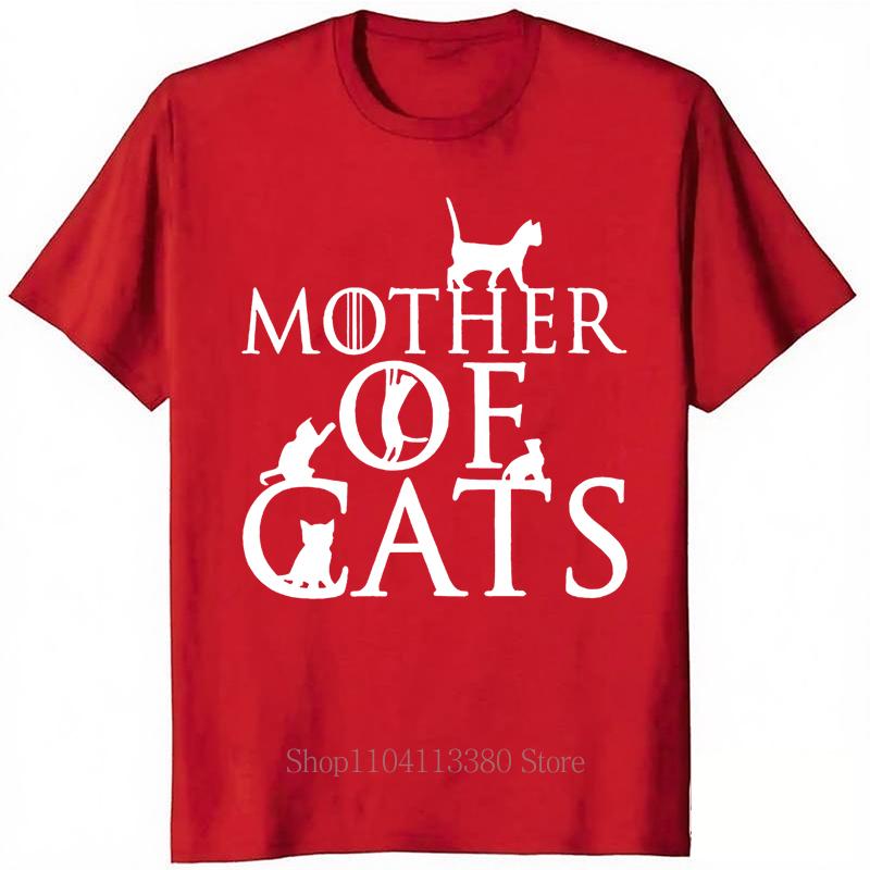 Mother of Cats Print Tshirts Summer Funny Fashion Casual Tops for Women Oversize Comfortable ONeck Short Sleeve Tshirts