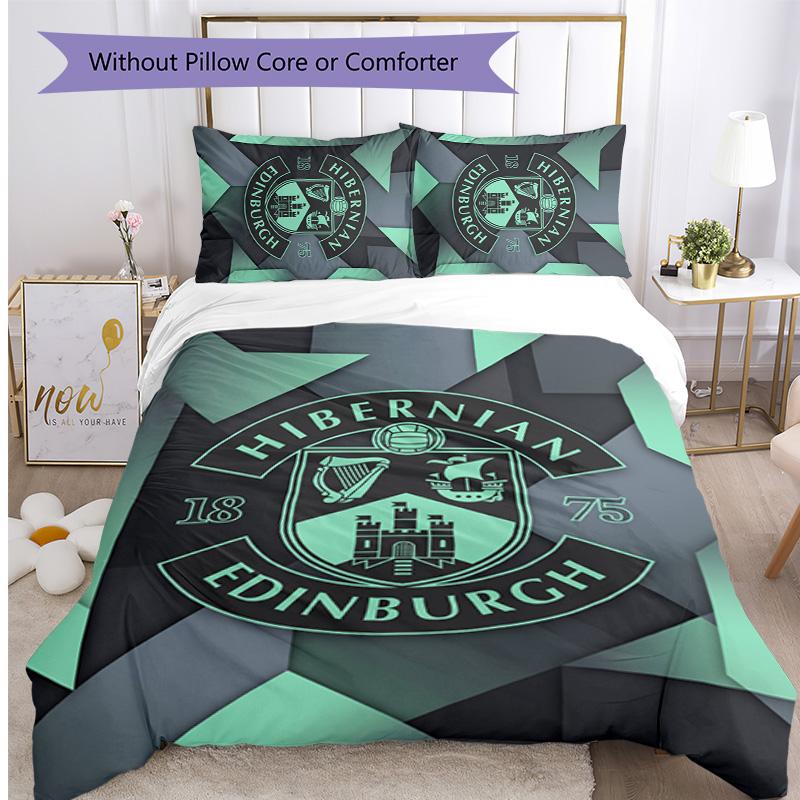 Hibernian FC Set Lenzuola Stampato 3 Pezzi Copripiumino Traspirante con Federe Biancheria da Letto Decorativa per Camera da Letto Casa