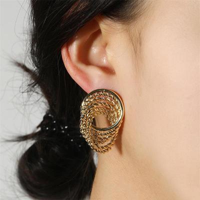 Orecchini pendenti in metallo liscio color oro a spirale multistrato per donna, minimalismo, brincos, iperbole, gioielli da festa alla moda