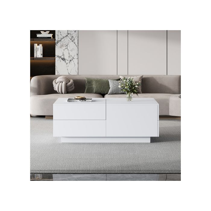 Mesa de centro - MUVOE - Moderna - Tapa deslizante - 4 cajones - 90x55x45cm