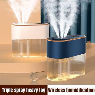 Humidificador de Aire Eléctrico Doméstico de 2200ml Carga USB Batería de 4000mah 3 Boquillas de Pulverización Portátil Inalámbrico Humidificador Difusor de Aroma