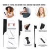 3 Pcs Professional Hair Styling Comb Set: Metal Pin Rat Tail Comb, Teasing Brush & Double-Ended Edge Eyebrow Brush for Salon & Home Hair Braiding, Sty