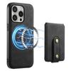 DENIOR D14 For iPhone 16 Pro Max Magnetic Case Leather+PC+TPU Phone Cover Card Bag