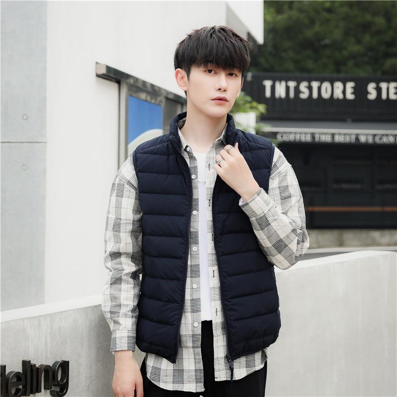 Men's 90-fleece men's stand-up collar vest seamless fabric down jacket vest new large-size coat