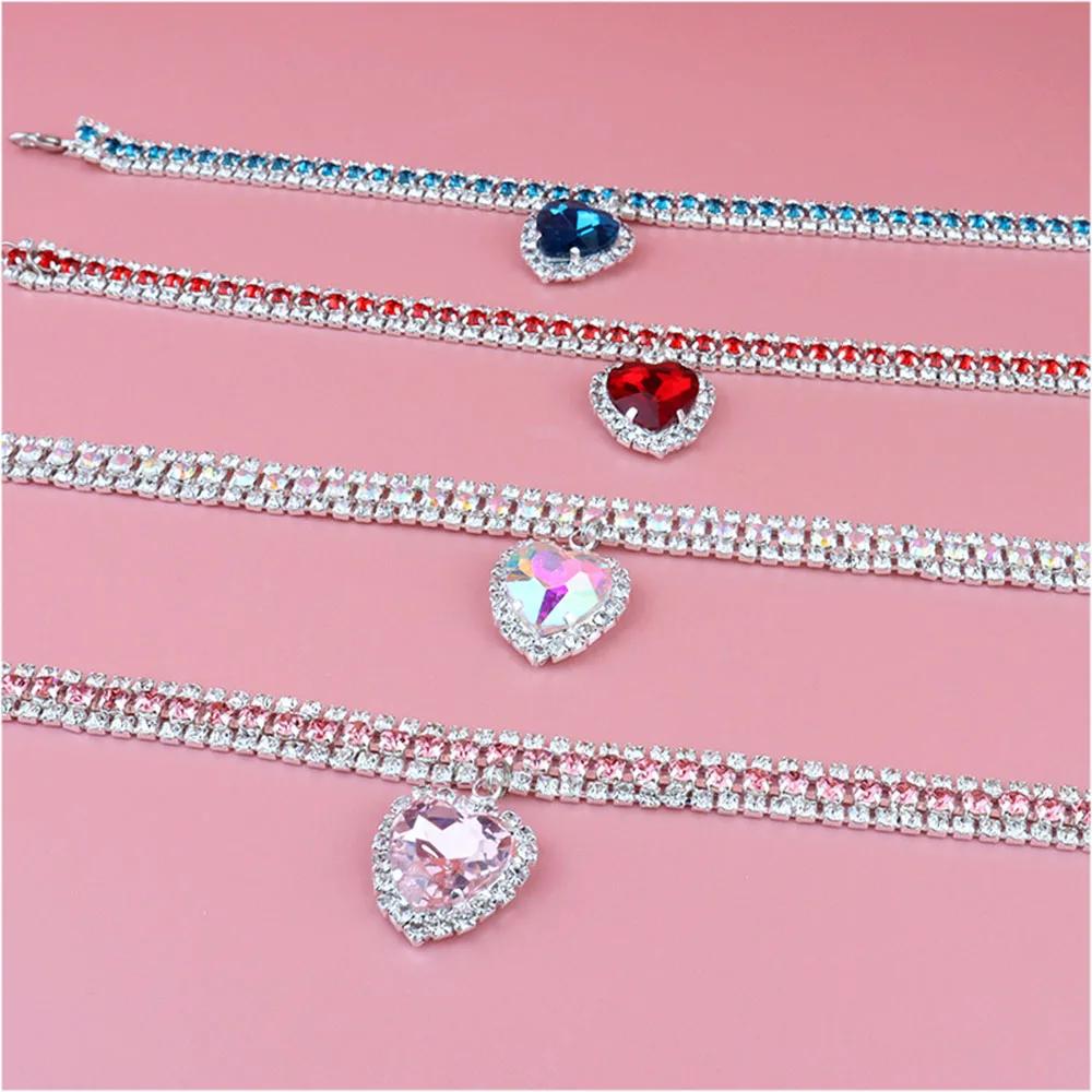 Cute Cat Collar Beauty Rhinestones Love Puppy Pet Dog Cat Necklace Cat Collar Accessories for Kitten Cat Diamond Collar Necklace