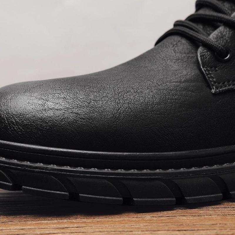 Classic Men Black Ankle Boots Four Seasons Vintage Fashion Waterproof Comforts Handmade Leather Boots Mens Hiking High Top Shoes