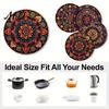 Vintage Floral Pattern Place Mats 4Pcs Nordic Wooden Coasters, Heat Resistant Drink Mats, Non Table Settings Slip Protector for Mugs Cups, Round
