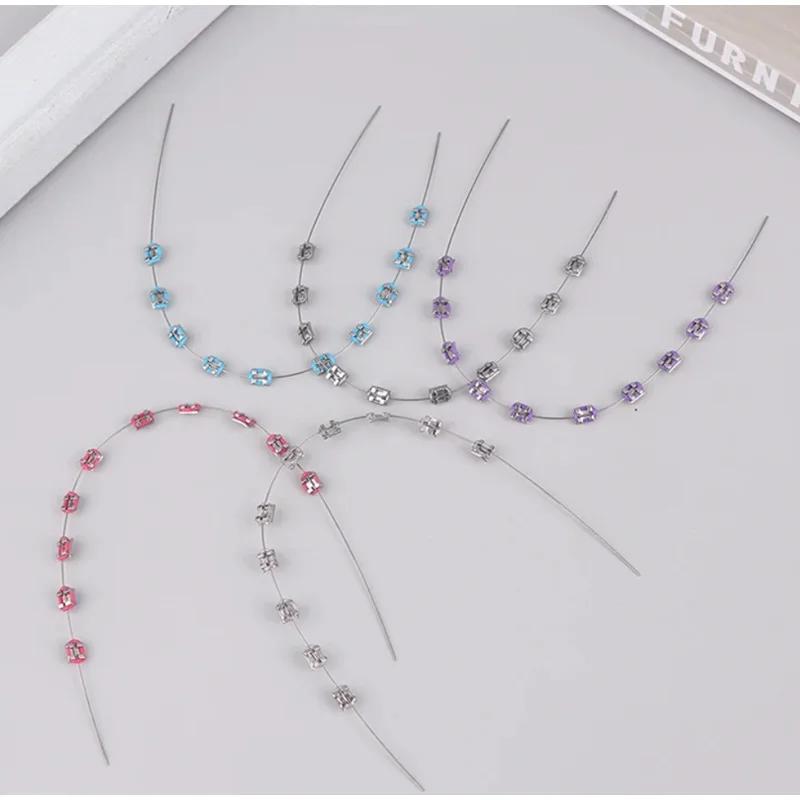 Fashion Braces 1 Pair Colorful Temporary Tooth Decoration With Metal Wires Metal Bracket Orthodontic Ligature Ties High Quality