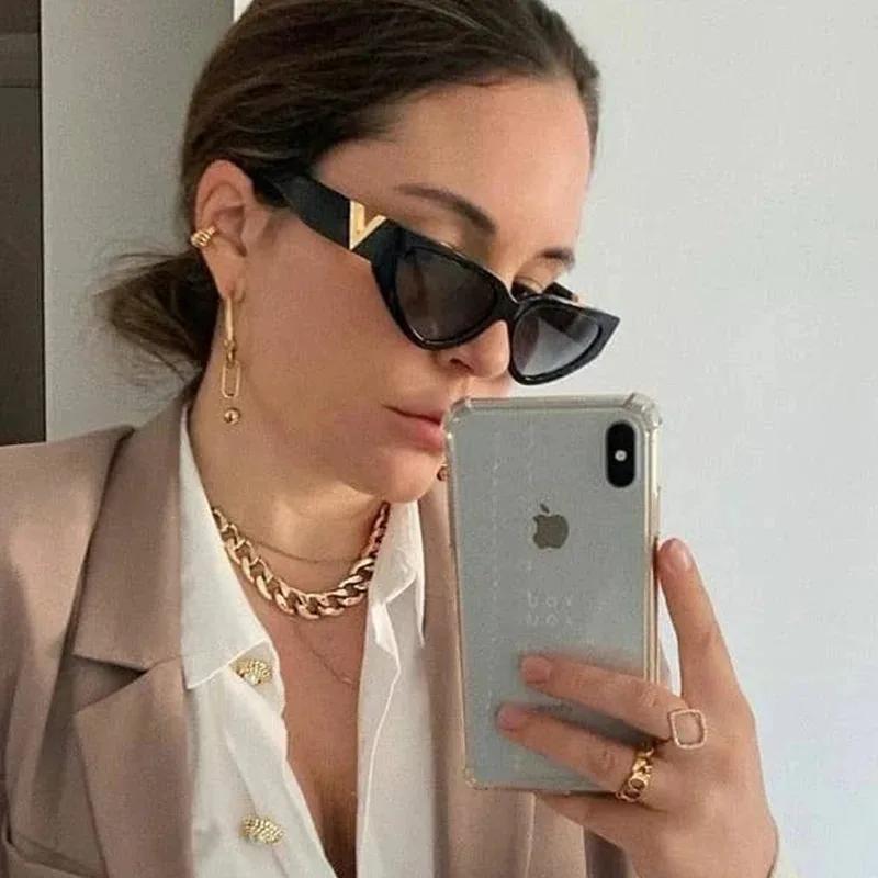 INS Cat Eye Sunglasses Women  Fashion Triangle Vintage Sun Glasses Female Brand Designer Retro Glasses Shades