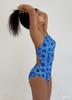 Seopeoseuko Blue Tie-Dye One-Piece Swimsuit