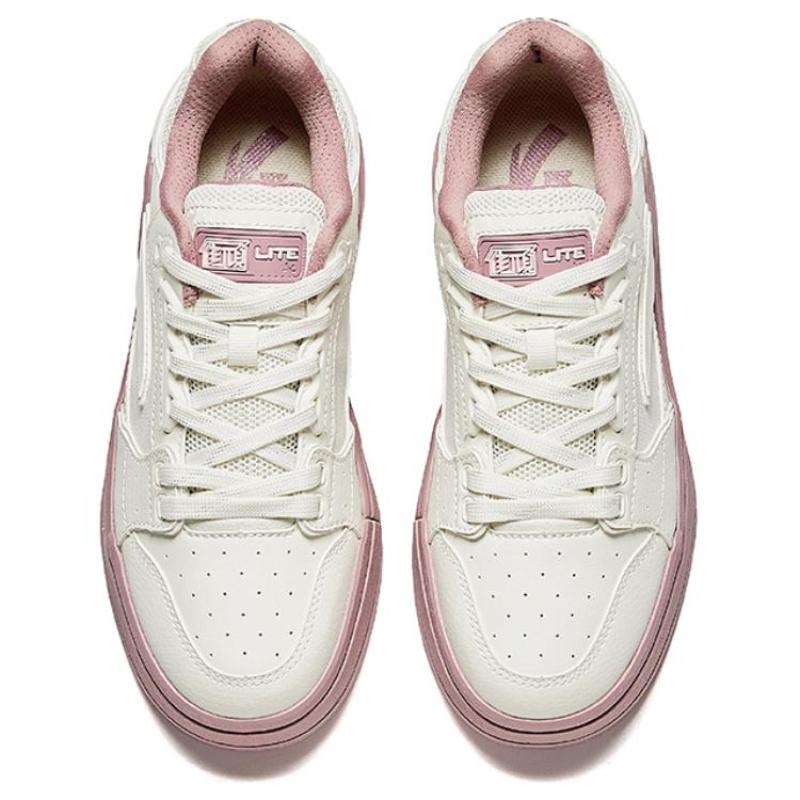 Anta Street Lite Abrasion Resistant Breathable Low Top Skateboard Shoes Women's White Pink Sneakers 122438052-5