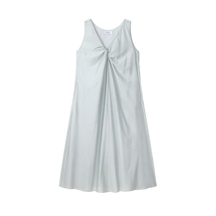 

[Original fabric] Temperament V-neck kink pullover vest skirt women s summer new loose French holiday style jumpsuit S серый