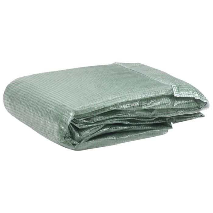 Couverture de remplacement de serre - Vert - 200x450x200 cm - 6 fenêtres - 1 porte - PE
