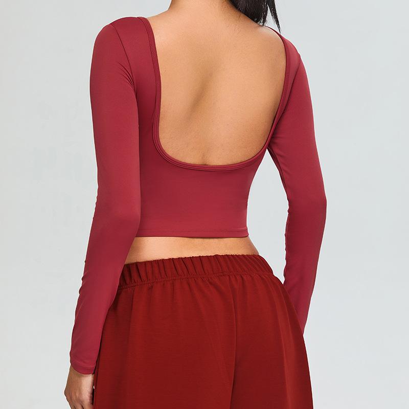 

Весна Осень Женщины Длинные рукава Йога Одежда Топы Пожилые Чувство Красоты Спина Фитнес Спортивные Тренировки На Открытом Воздухе Бег Быстросохнущая Футболка XL красный
