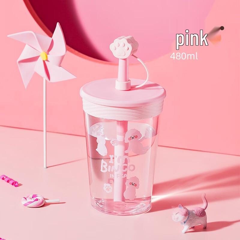 FUGUANG Kids Portable Glass Water Bottle with Straw