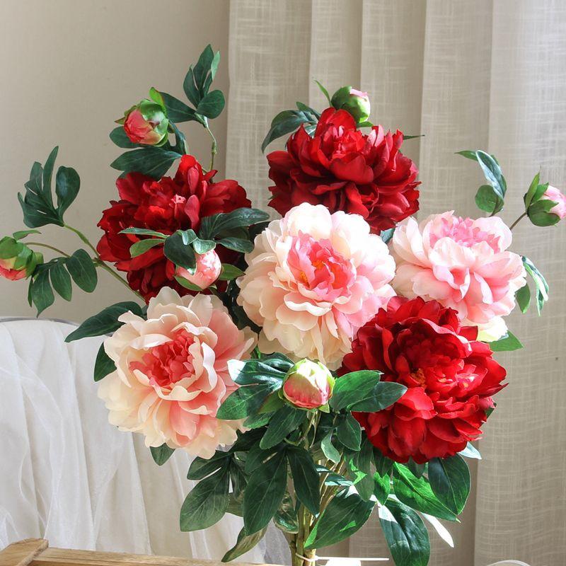 Silk Peony Bouquet - Artificial Floral Arrangement for Home Decor & Photo Props