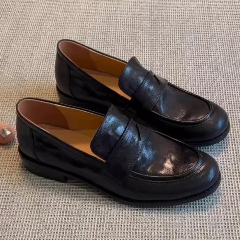 Fashion Women Trend Classic Shoes Ladies Designer Flats Shoe Leather Retro New Walking Loafers Versatile Fashion Dress Shoes Zapatillas