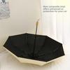 Solid Color Sunscreen Umbrella Wooden Handle Folding Sun Umbrella Rain Umbrella  Outdoor