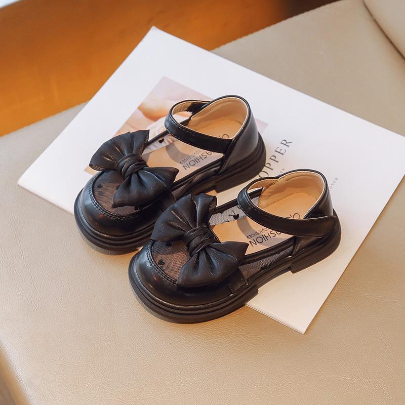Girls' princess shoes, spring-summer new style children's leather shoes, Korean style girls' soft sole shoes, breathable mesh open-toe sandals