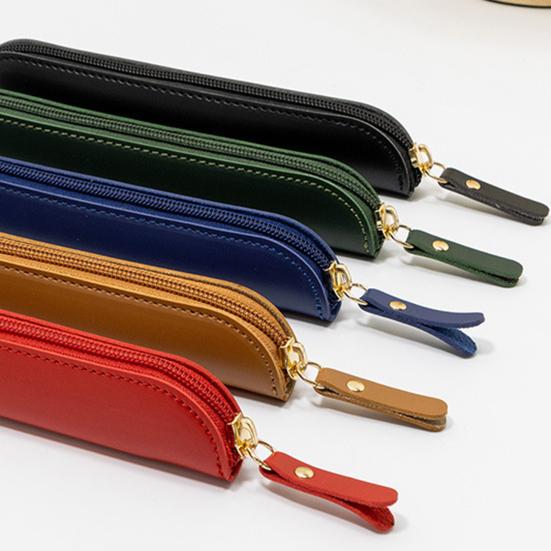 Stationery Bag Multi-Functional Design Slim Pencil Case Organizer Imitation Leather Compact Portable Pen Storage Pouch