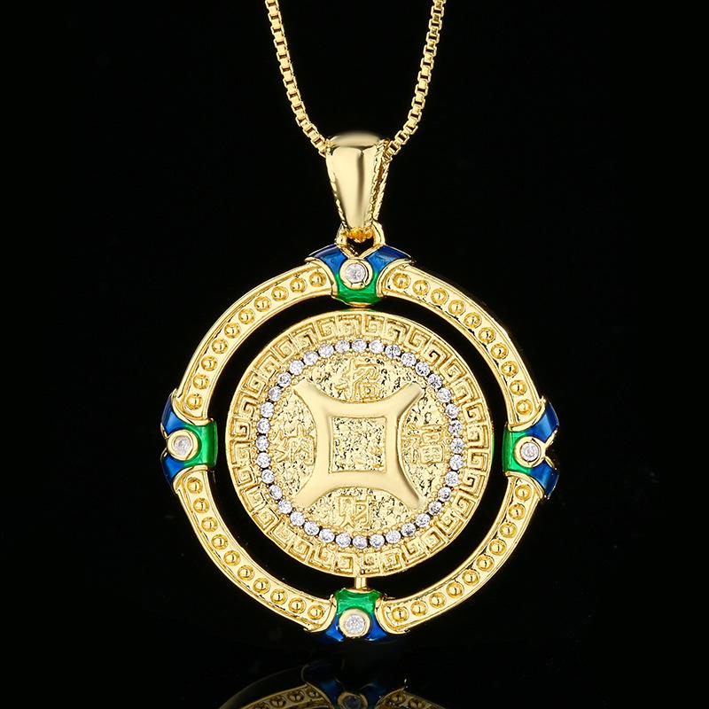 

Autumn And Winter Jewelry Lucky Nafu Yellow God Of Wealth Yellow Gold Necklace Rotatable Pendant Necklace