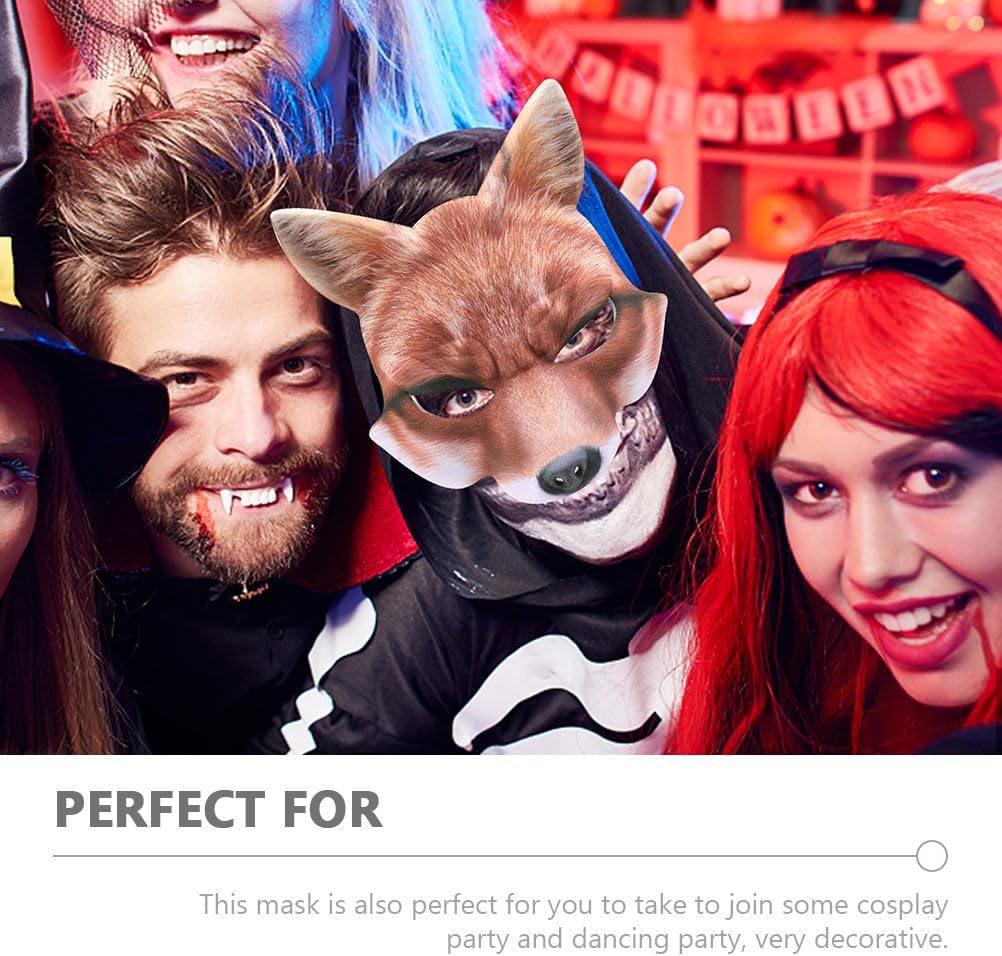 Breathable EVA Fox Half Mask Halloween Animal Cosplay Prop White Fur Effect Party Masquerade Lightweight Face Cover