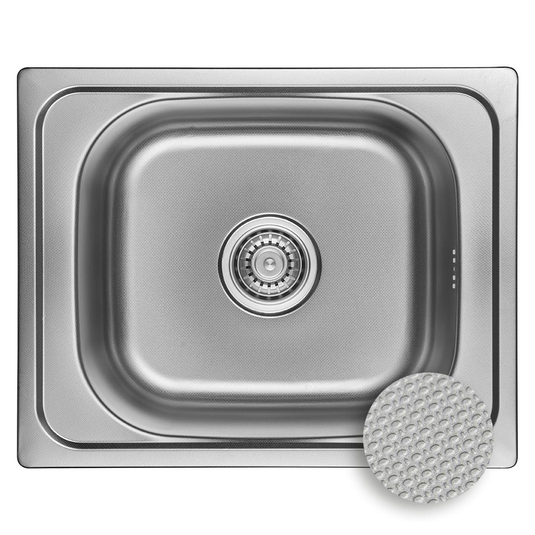 Einbecken Metallspüle Orion Len Stahl 50x40cm Siphon Set