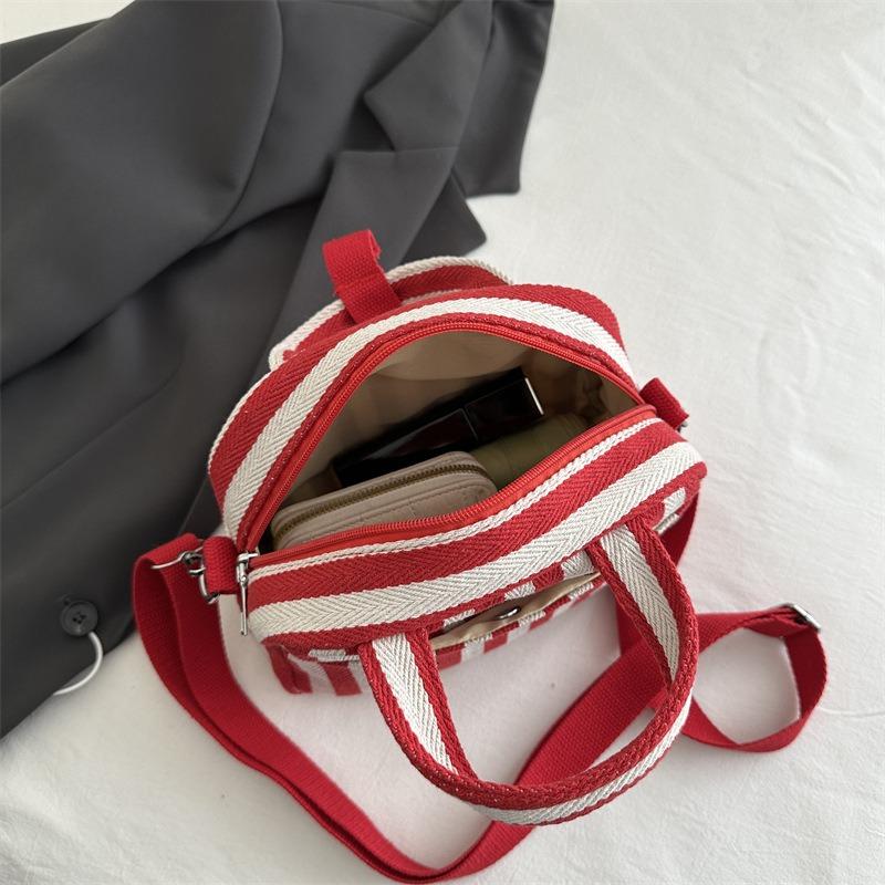 New Women's Striped Canvas Fashion Art Bag Handbag Small Cloth Bag Work Bag Women's Versatile Handbag Bag