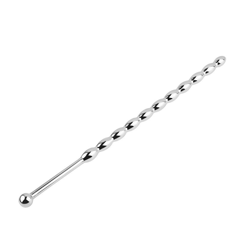 Short Metal Urethral Dilator with Eyelets & Beads, Self-Stimulation Insert Stick for Adults