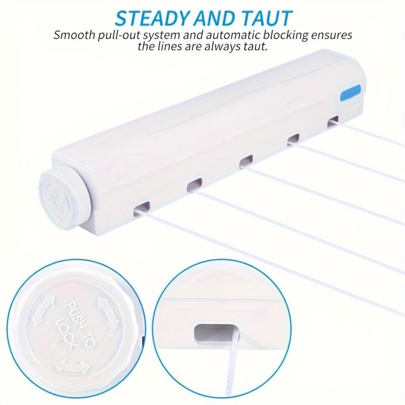 1PCRetractable Invisible Clothesline For Indoor Outdoor Bathroom Bedroom Balcony Living Room Pull Out Clothes Hanger Drying Rack