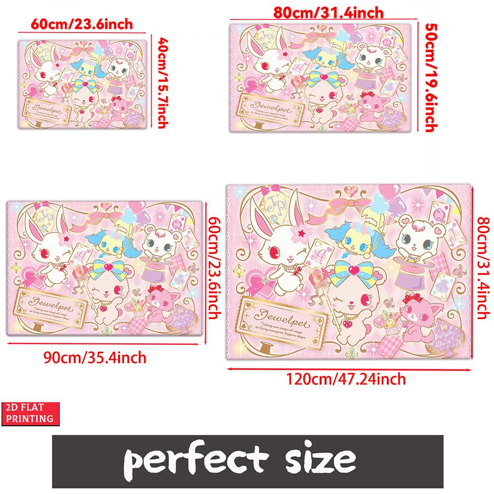 Kawaii Cute Magical Animal Doormat, 2D Print Non-slip Floor Mat,Pink Sweet Entrance Rug for Girls Bedroom Living Room Decor Gift