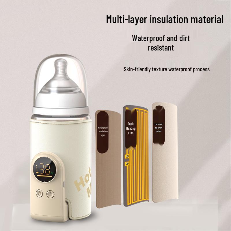 Portable Smart Wireless Rechargeable Breast Milk Warmer with Insulated Sleeve and Constant Temperature for Outdoor Use