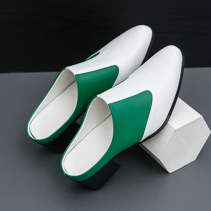 Fashion Men Half Dragged Leather Shoes British One Step Casual Comfortable Fashion Leather Shoes Men Business Brand Shoes Size 38-46