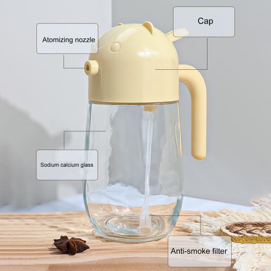 Glass Oil Sprayer And Pourer with Auto-Open Lid 520ml Oil Dispenser for Cooking Baking Air Fryer Ergonomic Handle Dishwasher Safe Kitchen Essential