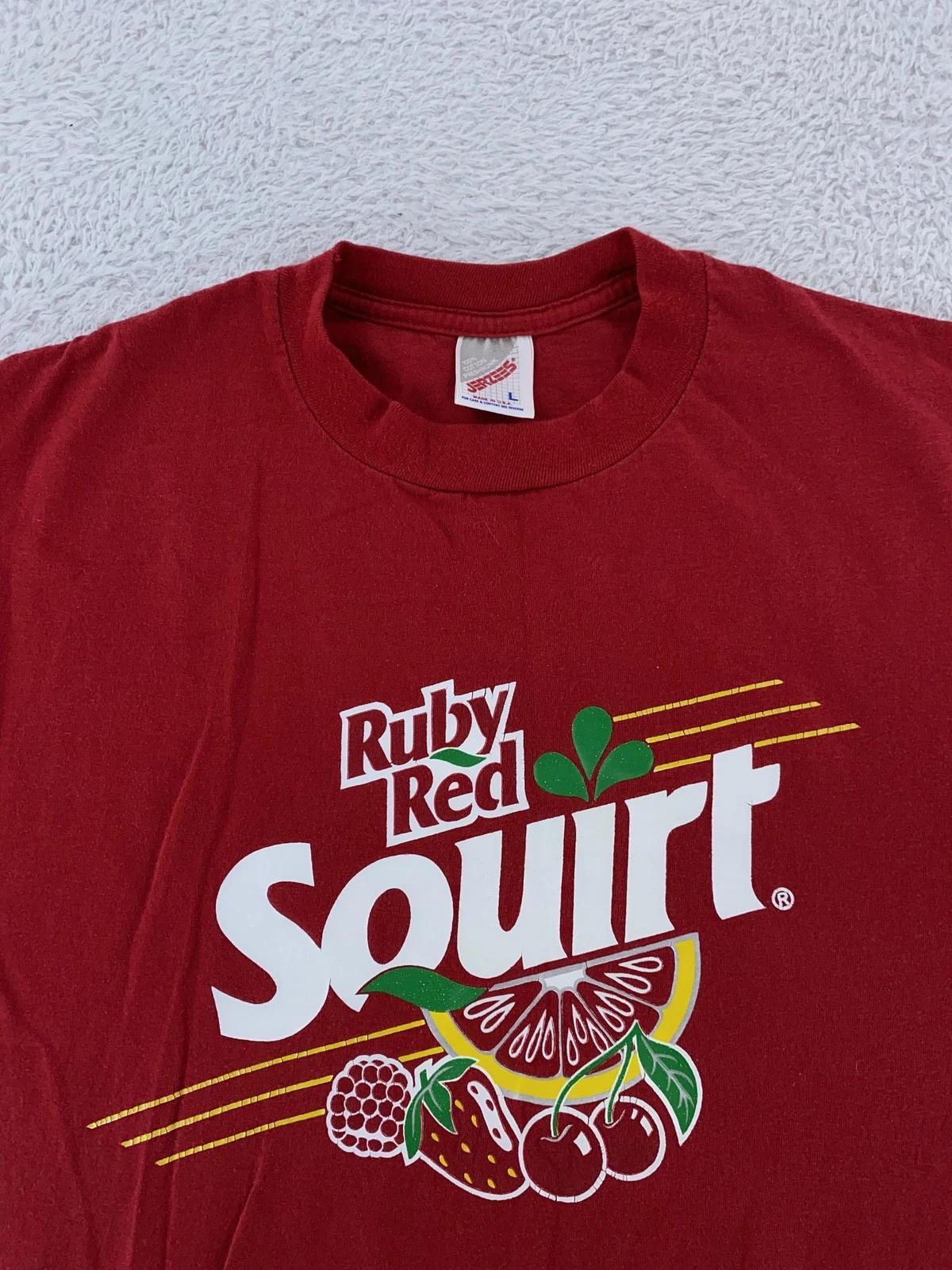 Vintage Ruby Red Squirt Shirt Mens M/L Red Soda Promo Snack Pop Graphic 90s USA XL