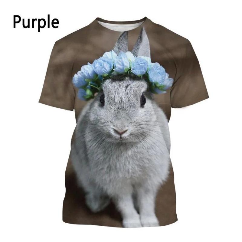 New Fashion Animal Rabbit 3D Printed T-shirt Men's and Women's Summer Casual Short Sleeve Crewneck Shirt Top